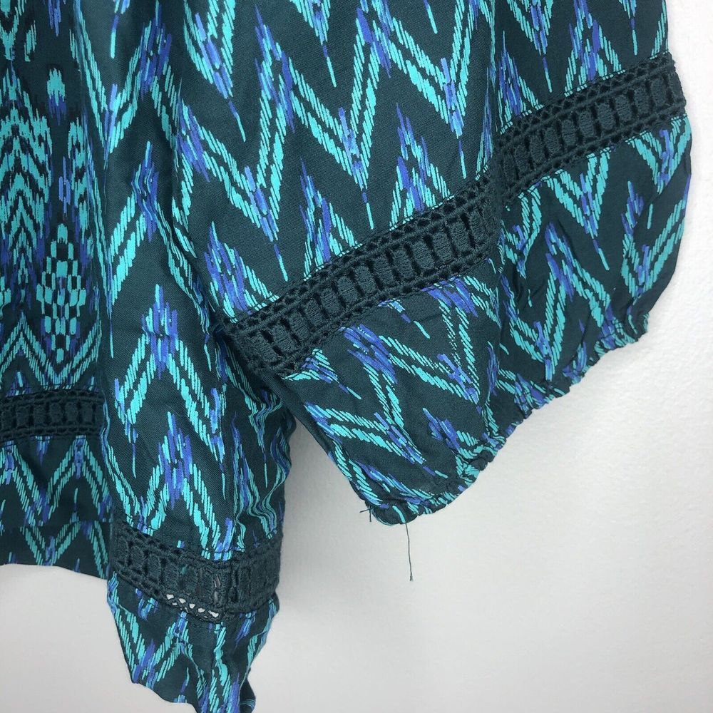 Prana Women's XL Green Purple Long Sleeve Bohemian Lightweight Crochet Tunic Top - Picture 4 of 7